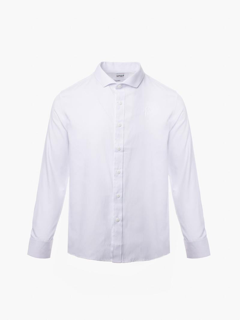 Áo Sơ Mi Sọc Thêu Huy Hiệu M Form Tailored SM180 Sọc Trắng