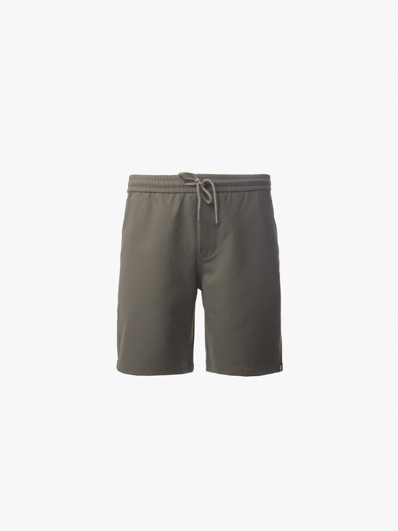 Quần Short Kaki Lưng Thun Gắn Nhãn Trang Trí Form Straight QS067 Màu Nâu Đậm