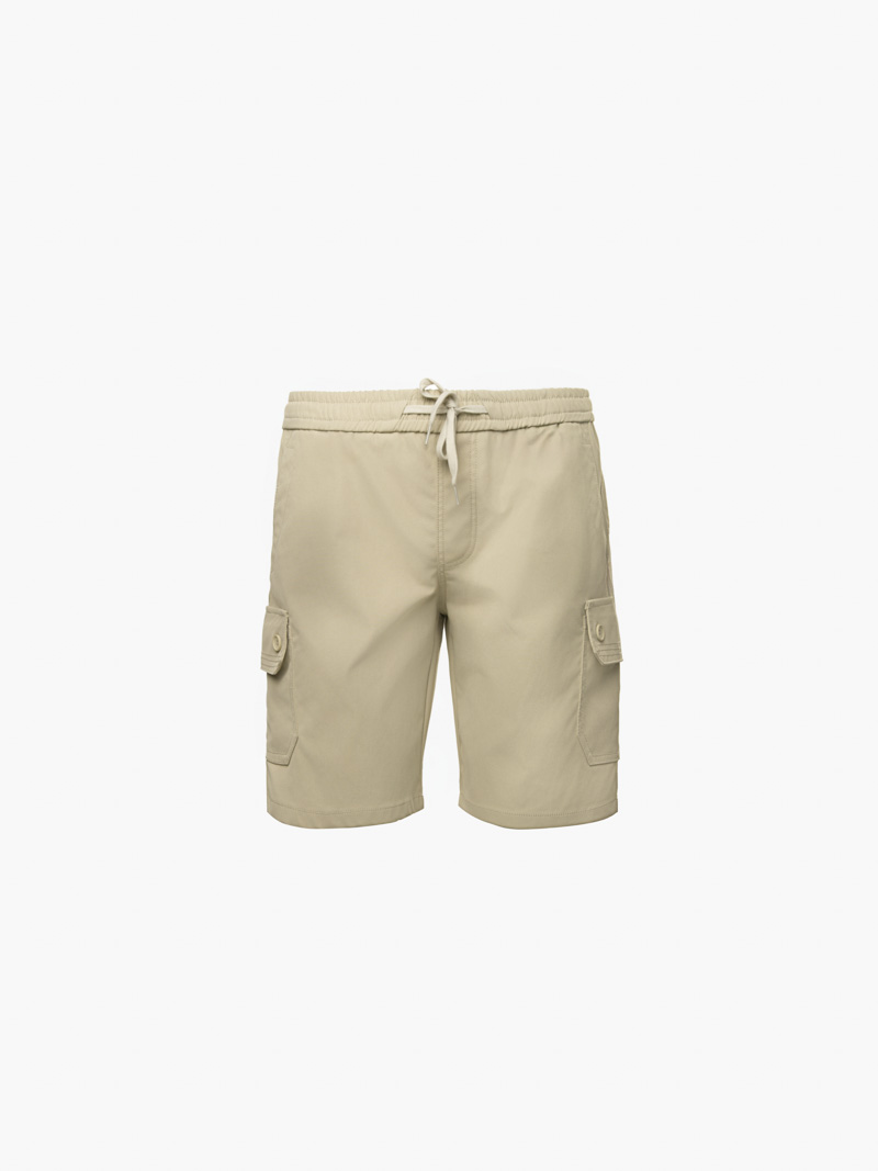 Quần Short Kaki Trang Trí Đường Diễu 2 Bên Túi Hộp Form Straight QS073 Màu Be Đậm