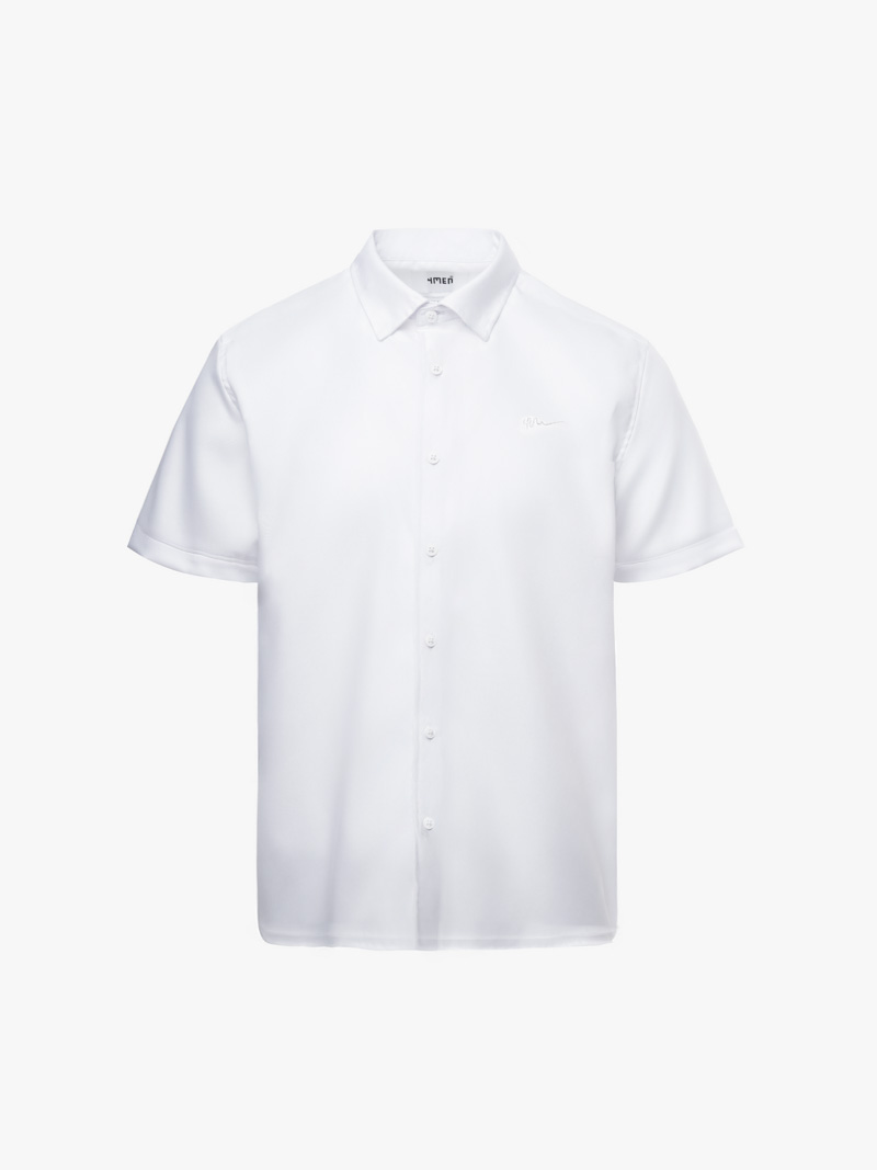 ao so mi tay ngan so cheo theu chu 4m form regular sm179