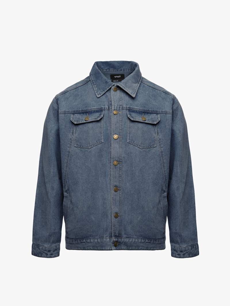 Áo Khoác Jean Trơn Túi Hộp 2 Bên Form Regular AK077 Màu Xanh Biển Đậm